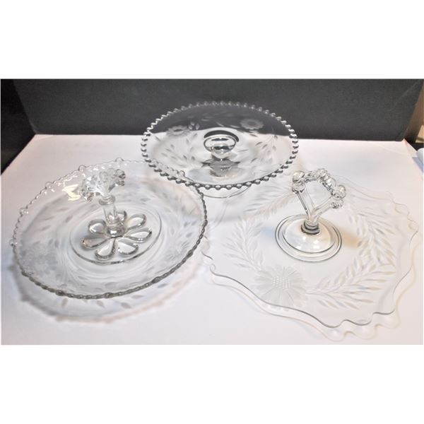 Cornflower Crystal Cake Plate and Two Sweet Trays