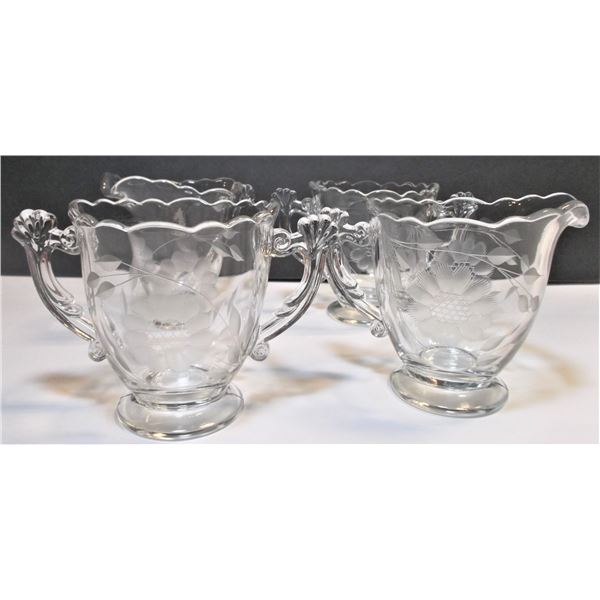 Cornflower Crystal Cream and Sugar Shell Accent Set - Two Sets