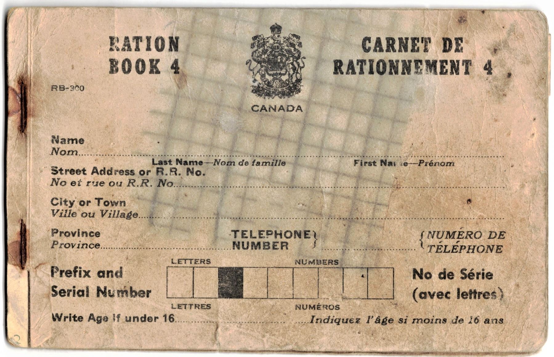 Canadian Ration Books Canadian Ration Book 4