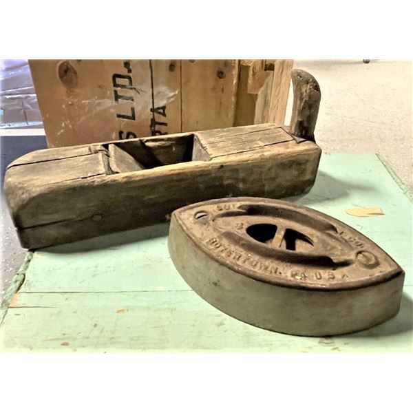 Antique Home Use Tools Heavy iron and Wooden Tool