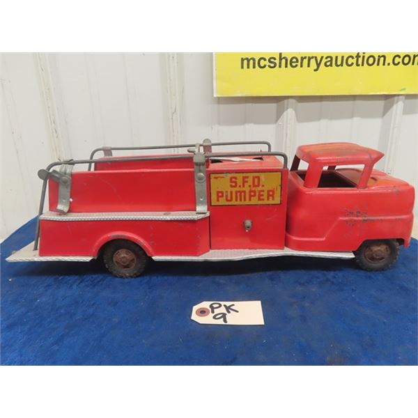 Strucco Pressed Metal SFD Pumper FIre Truck  19" Long