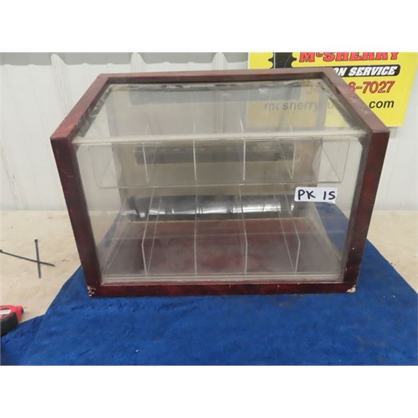 Store Counter Display Case of Wood & Plexiglass  up to 15  Tall x 19  Wide x 12  Deep