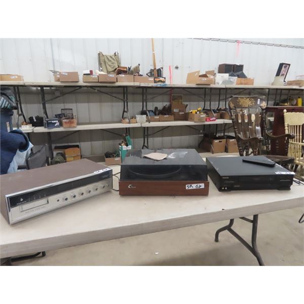 Wynford Hall AM/FM 8Track Stereo, Sansoi Record  Player, VCR Player