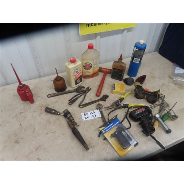 Soldering Gun, Trailer Adapter, Crescent Wrenches,  Tin Snips plus more