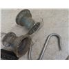 Image 2 : 2 Industrial Cast  Light Fixtures, Alarm Bell &  Cast Figurine Lamp