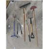 Image 1 : 6 Yard Tools; 1 Rake, Potato Fork, Pruner,  Garden Claw