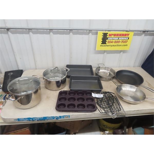 2 Lagostina Stainless Steel Pots, Frying + Baking  Pans plus more