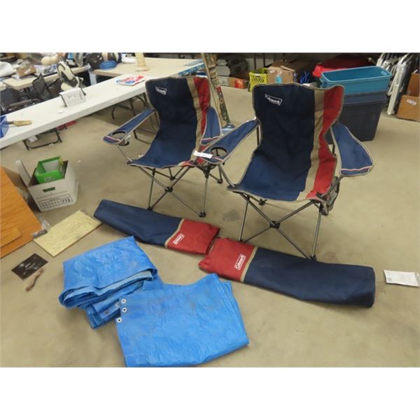 Coleman Folding Yard Chair & 2 Tarps