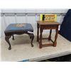 Image 1 : Tapestry Ottoman- 14" x 16" x 13" & Oak Stand  16" x 13" x 11"