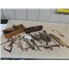 Image 1 : Drill Bits, Measuring Instruments, Rulers, Letter Punch, Old Implement Cast Tool Box