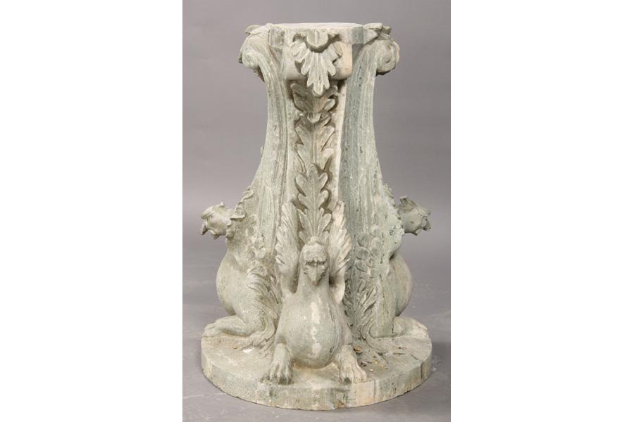 CARVED MARBLE PEDESTAL WINGED GRIFFIN STAND