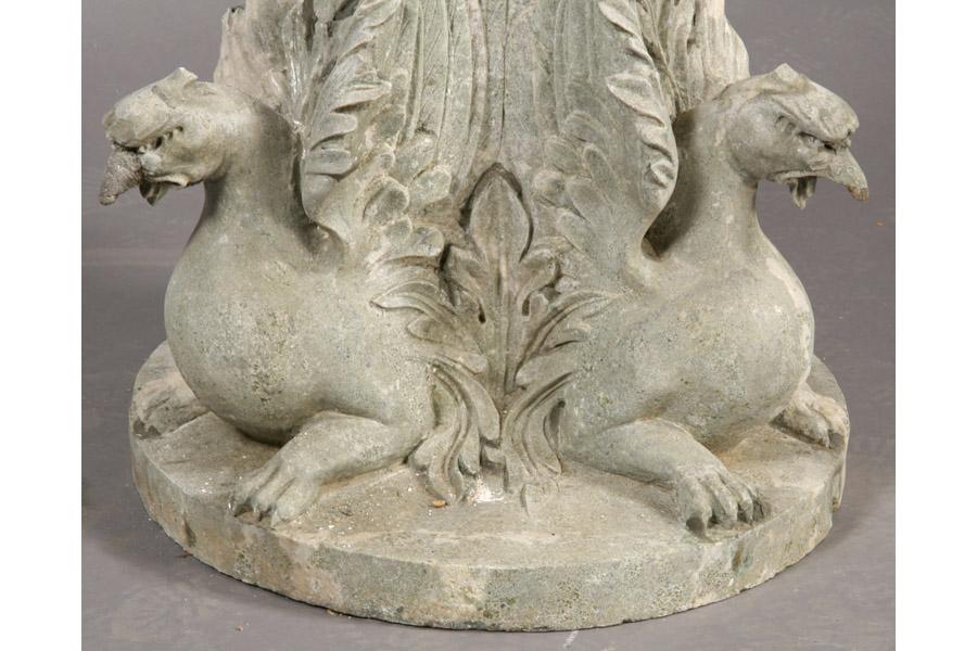 CARVED MARBLE PEDESTAL WINGED GRIFFIN STAND