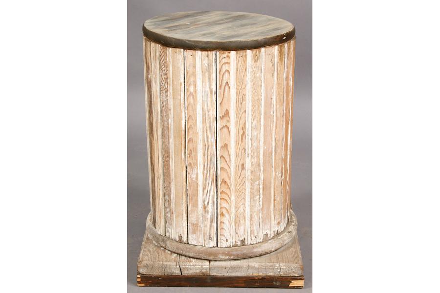 ANTIQUE WOOD COLUMN PEDESTAL SIDE TABLE GARDEN