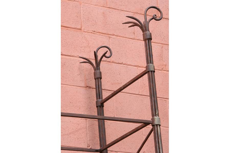 LARGE WROUGHT IRON SHELVING UNIT DRAMATIC FINIAL