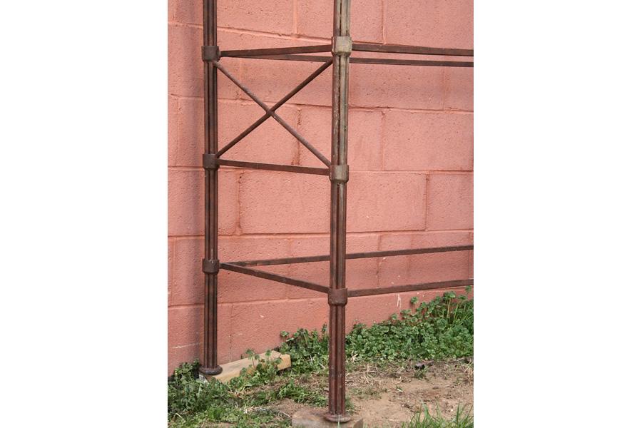 LARGE WROUGHT IRON SHELVING UNIT DRAMATIC FINIAL