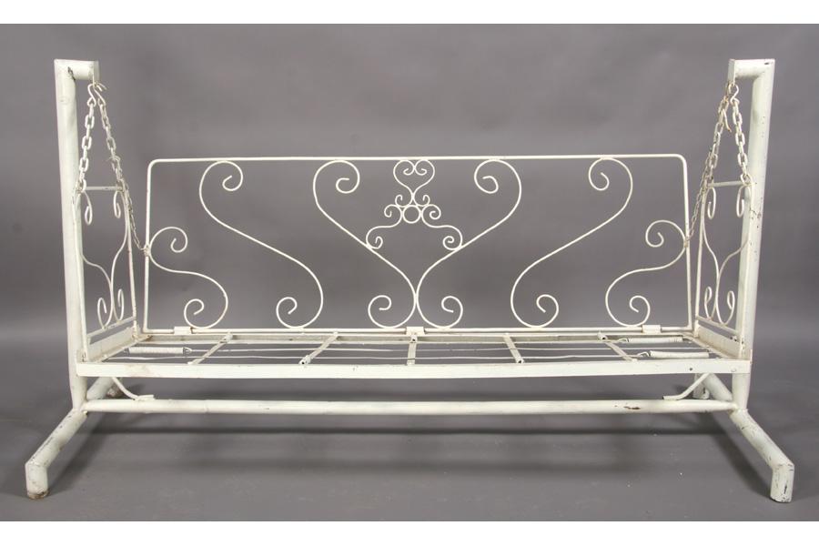 Wrought Iron Garden Swing With Frame Scroll Work