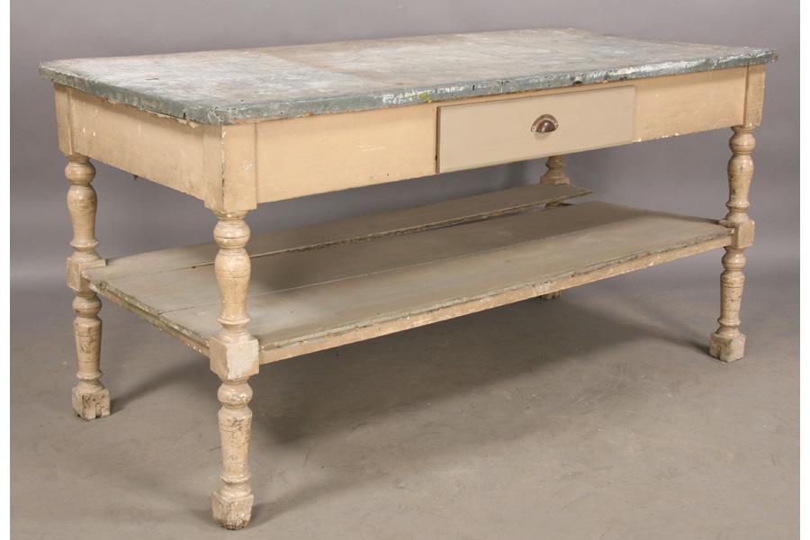 ANTIQUE ZINC TOP POTTING TABLE GARDEN PLANTING