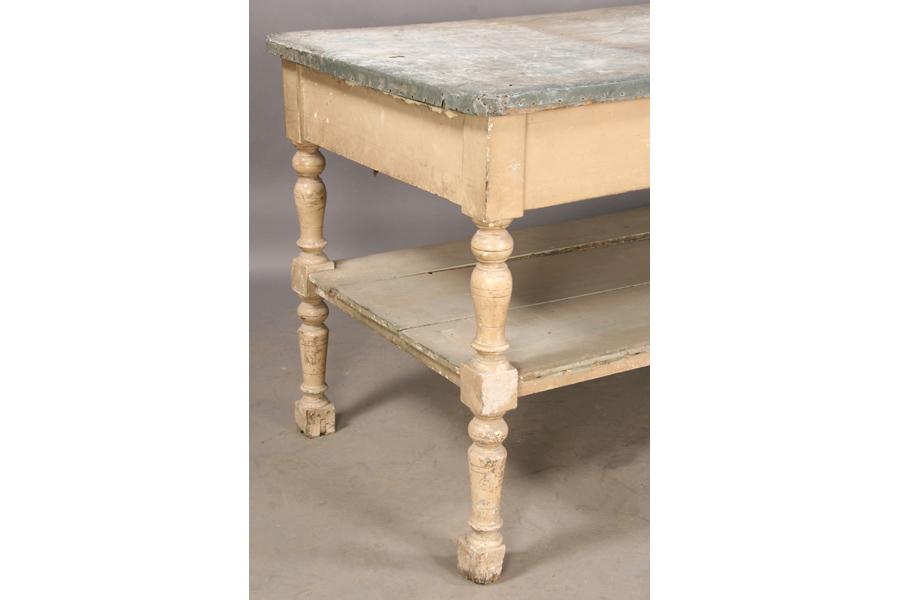 ANTIQUE ZINC TOP POTTING TABLE GARDEN PLANTING