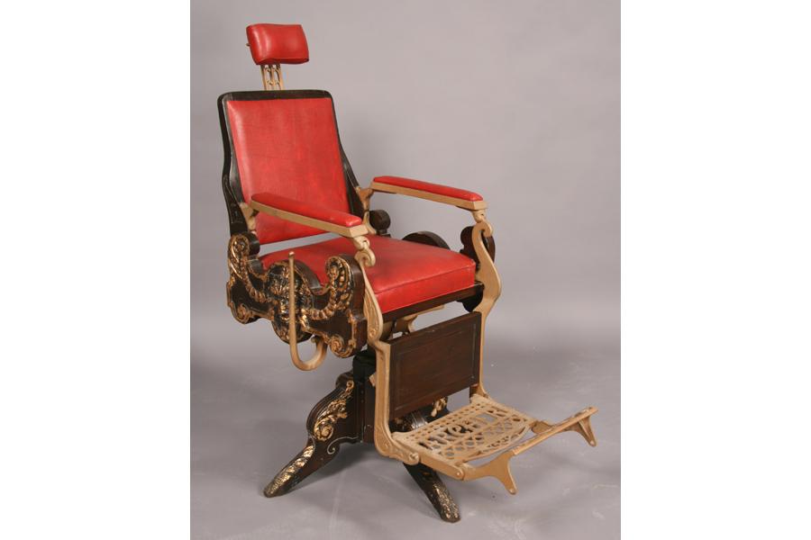 VICTORIAN ARCHER CAST IRON WOOD BARBER CHAIR