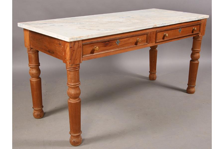 ANTIQUE MARBLE TOP PASTRY TABLE SLAB TOP