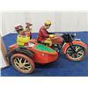 Image 2 : Tin Wind Up Motorcycle + Side Car with Box Made in  China 7"x 4" x 3.5"