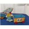 Image 5 : 2 Tin Easter Toys; 1) Wyandotte 9" x6"x 4", 1)  J Chien USA 5.5" x 6" x 2.5"