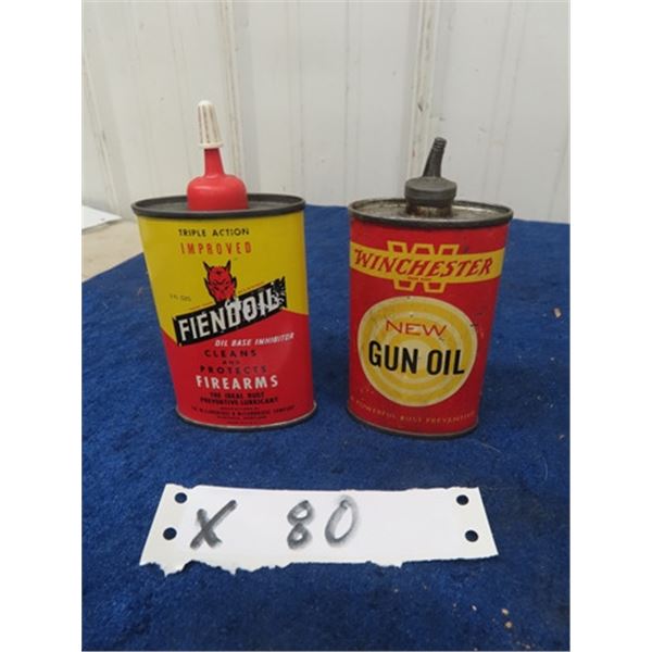 2 Gun Oil Tins; 1) Winchester, 1) Fiendoil 4oz