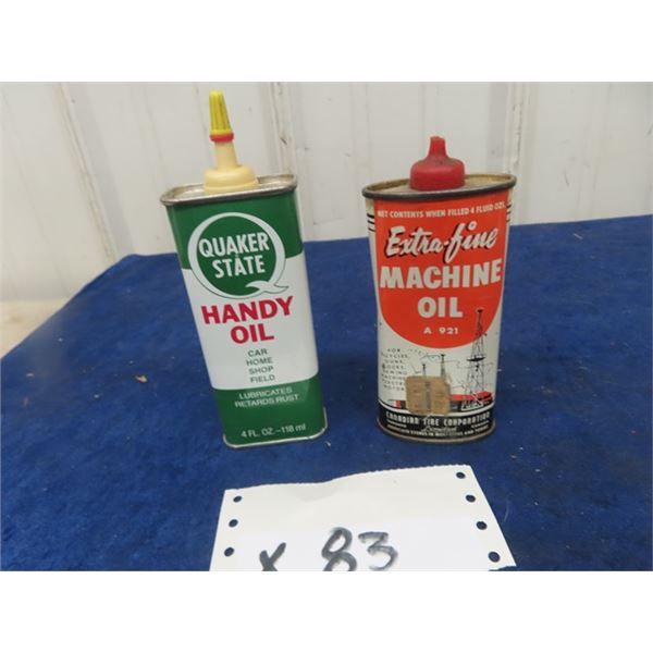2 Oil Tins; 1) Quaker Stat 4oz, 1) Extra Fine 4oz