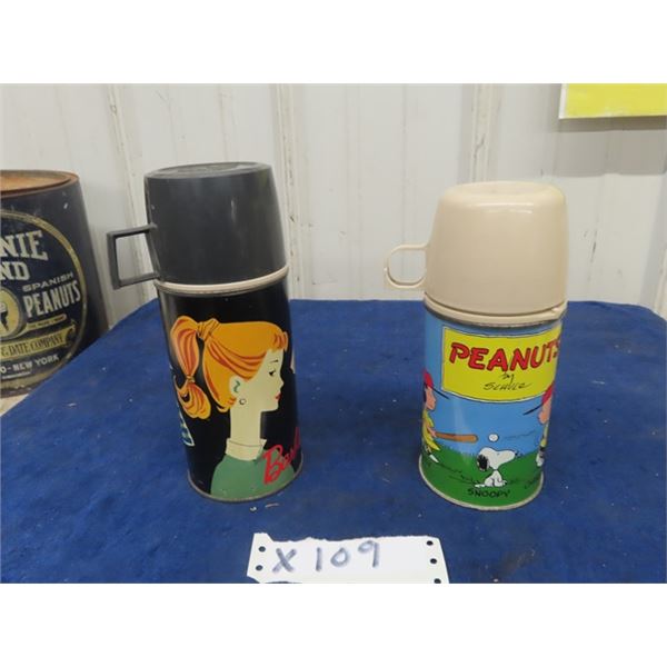 2 Thermos; 1) 1962 Barbie , 1) 1959 Peanuts