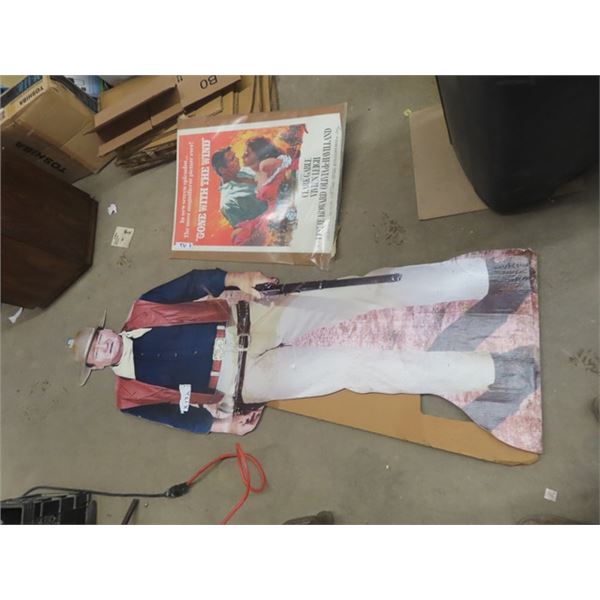 Cardboard Movie Theater John Wayne Dispaly 72"  Tall & Gone with the Wind Movie Poster 20"x29"