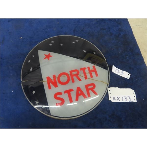 North Star Lens for a Gas Pump Globe - cracked  in 2 pieces