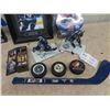 Image 2 : Hockey Collector Bundle; Laine Picture, Gretkzy  Figurine, Blackhawks Crosby Mini Stick, Pucks plus 
