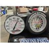 Image 2 : Interstate Battery Clock 14" Across, Tecumseh  Thermometer 12" Across, Model Ford Metal Sign & Coke 