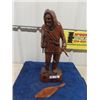 Image 1 : Wooden Carving of a Coureur de Bois Hunter, Signed  by 'George'. Written on the Bottom  'Hunter' 23.