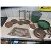 Image 1 : Galvanized Pail, Waffle Iron, Cast Stove Parts  plus more