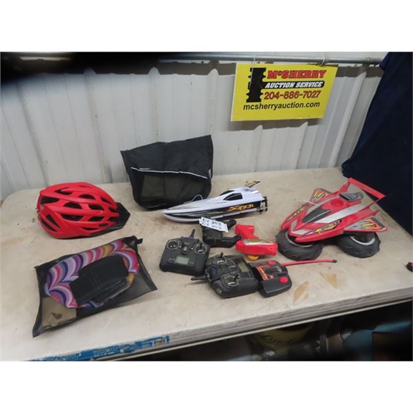 Bicycle Helmet, RC Boat + Airblade, Back Pack  plus more