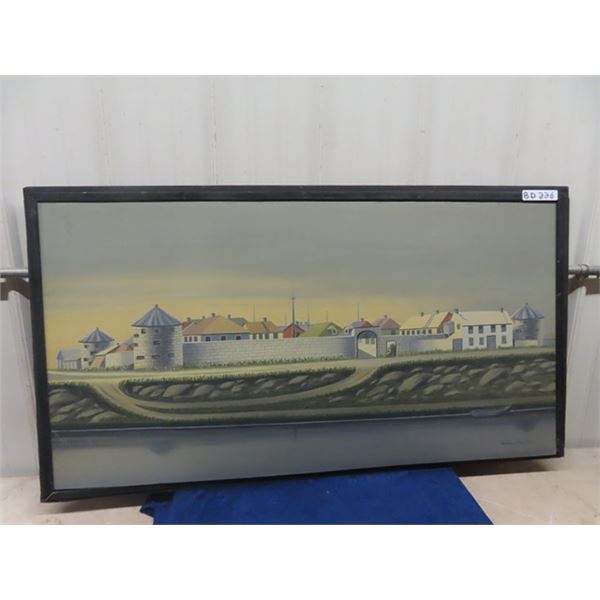 Original Hudsons Bay Co. Painting of Upper Fort  Garry by A K HAmilton 48" x 26"