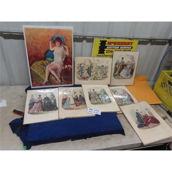 7 Original 1870's Paris Fashion Prints - Hand  Colored- Rare! & Antique Girl Print