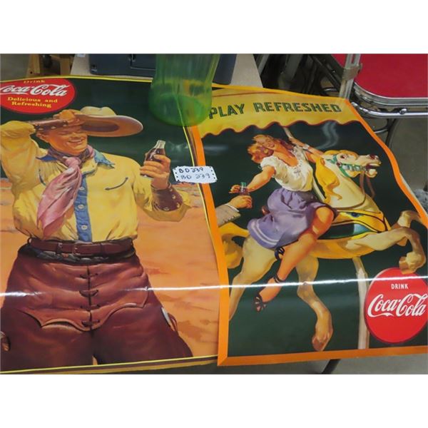 2 Large Coca Cola Posters 38 X 23 1941 1948 Reproductions Large 2 Large Coca Cola Posters 38 X 23 1941 1948 Reproductions Large