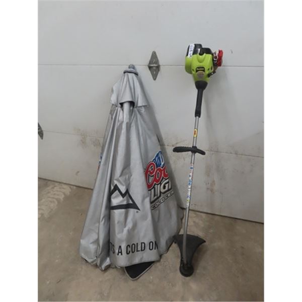 Poulan P1500 Gas Weed Eater & Coors Light  Patio Umbrella