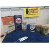 Image 1 : 6 Oil Cans; Esso Chain Oil 1 Gal, Tidex Oil 1 Gal, Quaker State Quart, Havoline Quart & 2 Golden Spe
