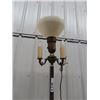 Image 2 : Floor Model Torch Lamp with Milk Glass Shade & Brass + Marble Base