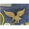 Image 2 : Cast Eagle, Metal Tackle Box, Fire Dept Patch, Old Thermometers -1 is Porcelain