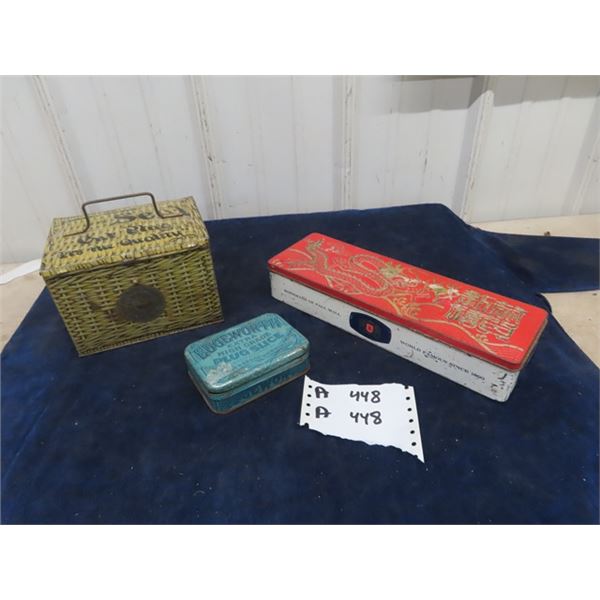 3 Tobacco Tins; Patterson Plug, Ruthmans 200 Cig,  Edgeworth