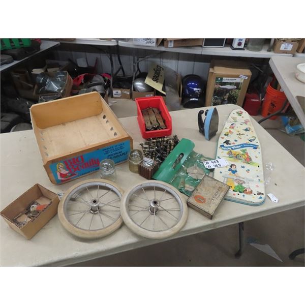 Metal Snow White Iron Board, 2 Wheels, Fruit Crate  Cupboard/Furniture Pulls, Keys plus more