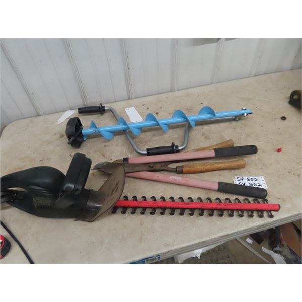 Hand Crank Ice Auger, Electric Yardworks 20   Hedger, Hedge Pruner