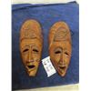 Image 1 : 2 Wooden Tribal Mask Displays 15" x 6"