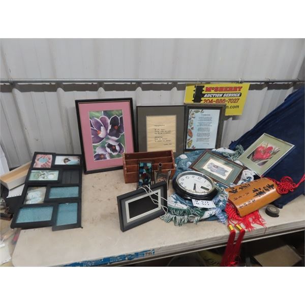 Pictures, Stained Glass Candle Holder, Clock,  Desk Letter Organizer plus more