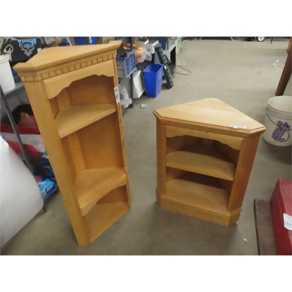 2 Corner Shelves; 1) 46" x 21"x11.5 , 1) 30" x 25x  14"