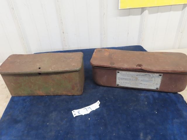 2 Metal Implement Tool Boxes; 1) Case, 1) Massey Harris